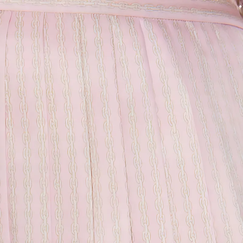 VERSACE Pinstripe Chain Silk Twill Skirt 'Pink/Milk'-4