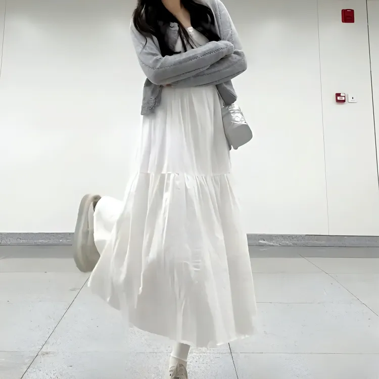DOSOHEB Slip Dress Women's White-4