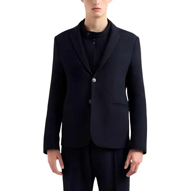 EMPORIO ARMANI Single breasted Jacket In A 3D effect Virgin wool Stretch Jersey Knit-2