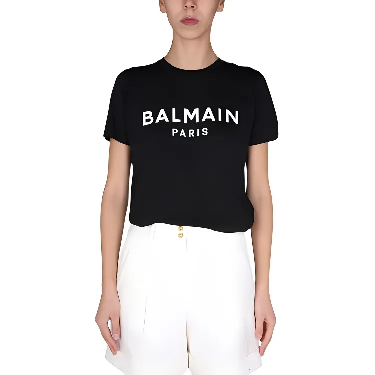 BALMAIN Flocked Logo T-Shirt-2