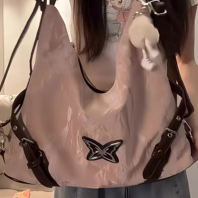 Yalu Polyester With PU Tote Bag, Shopping Bag, Shoulder Bag Women's Pink-3