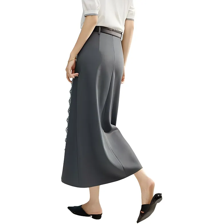 Late White Casual Long Skirt Women's-3