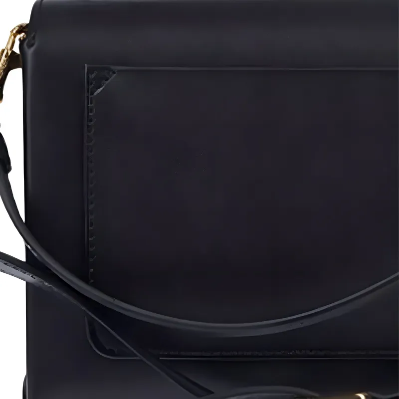 MOSCHINO Cow Leather Camera Bag, Small Square Bag, Shoulder Bag Women's Black-4