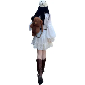 Mu Xiao Xin Long Sleeved Dress Women's White