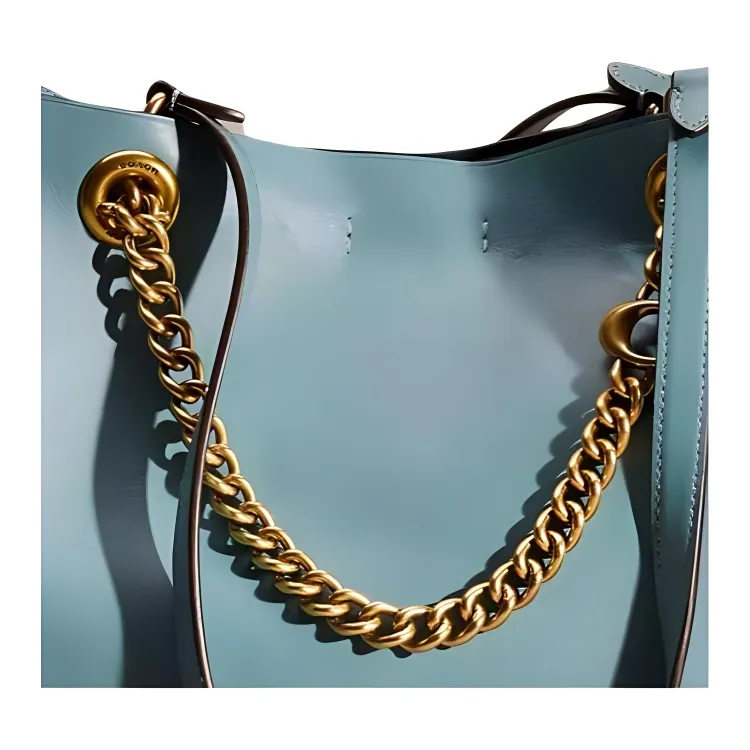 COACH Genuine Leather Tote Bag Shopping Bag Shoulder Bag Handbag Large Size Women's Ocean Blue-2