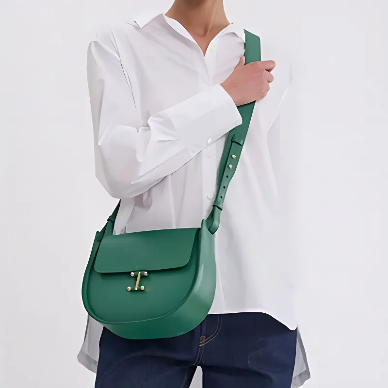 INES DE LA FRESSANGE Calfskin Shoulder Bag Women's Green-4