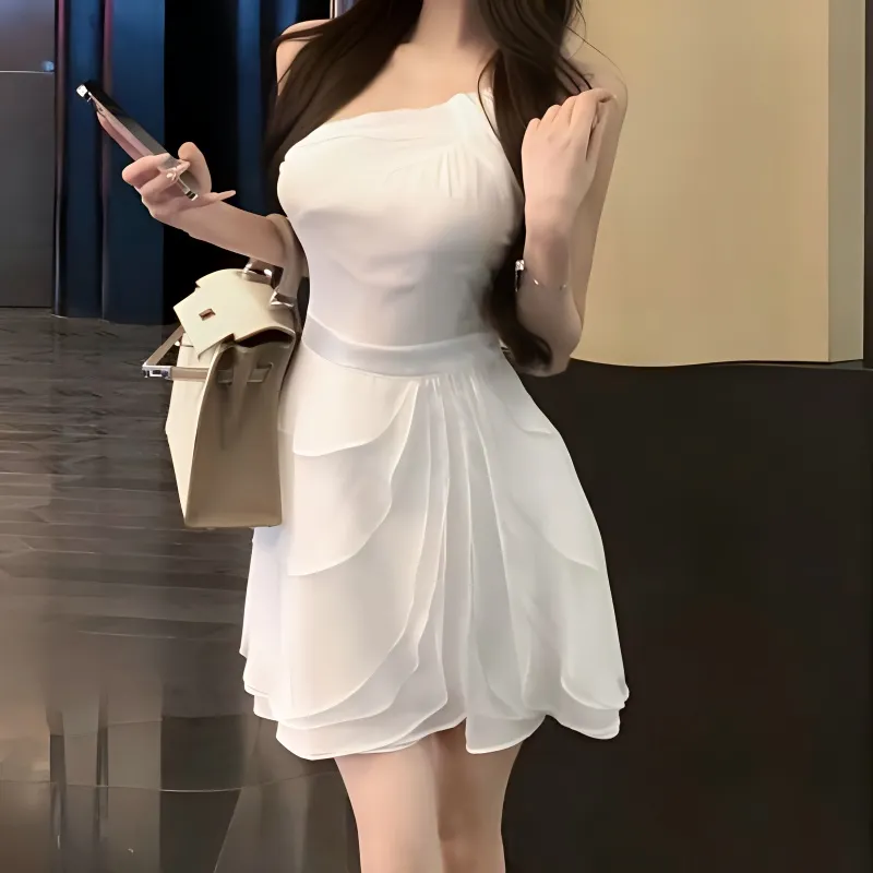 TURN UP Sleeveless Dress Women's White-4