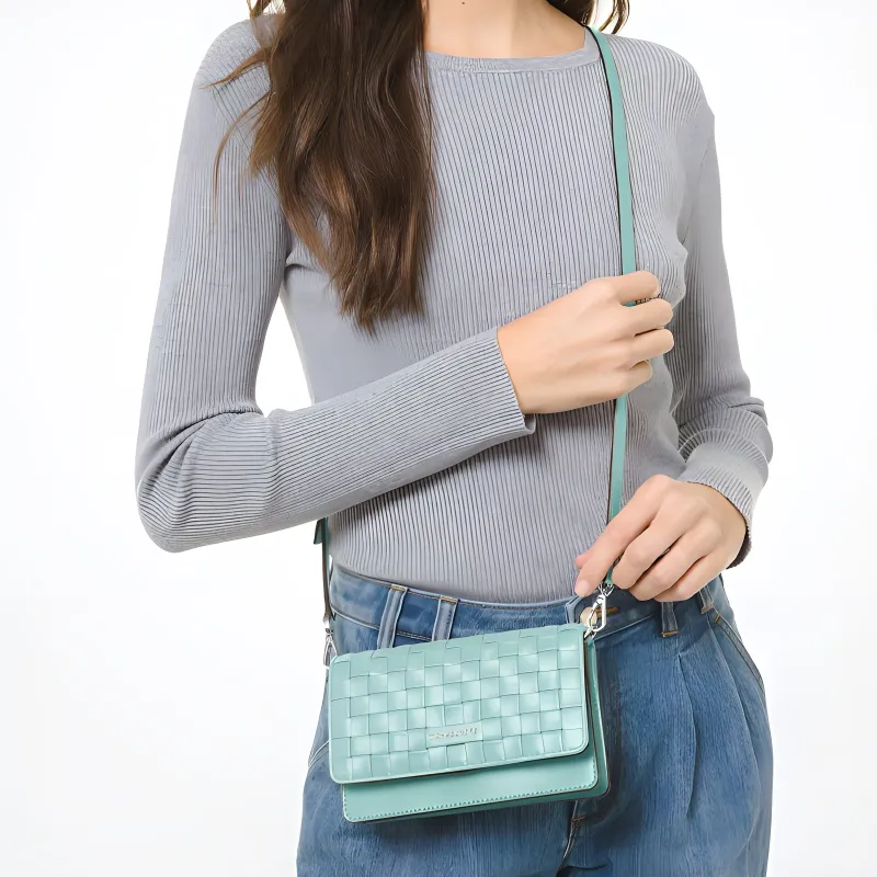 MICHAEL KORS Jet Set Leather Crossbody Bag Women's Light Aqua Blue-4