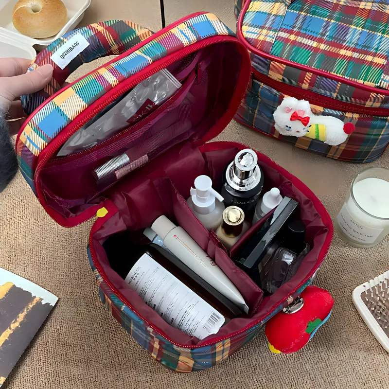 Love Of Wormwood Cute Plaid Makeup Bags Portable-4