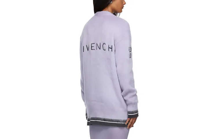 Givenchy Long Cardigan With Logo In The Back 'Lilac/Dark Grey'-1