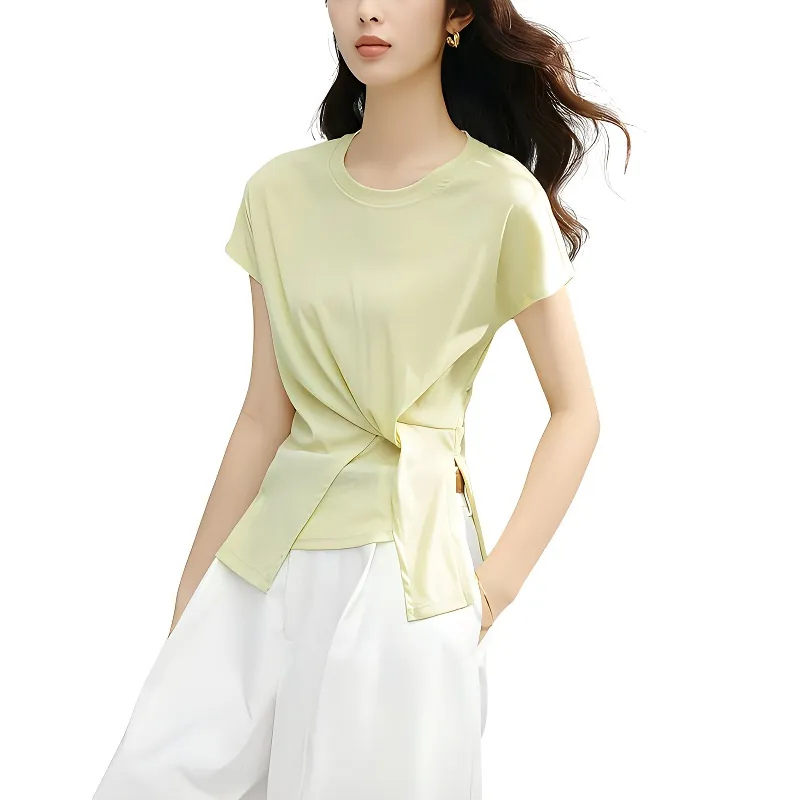 Late White T Shirt Women's Yellow Cream-2