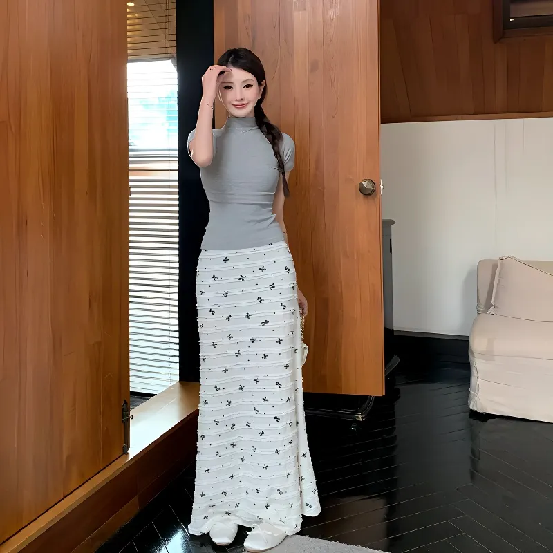 SISC Casual Long Skirts Women's White-3