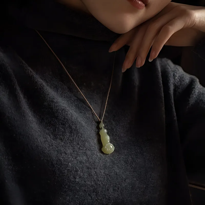 Andaozi Hetian Jade Necklaces Pale Greenish White Jade Unisex-1