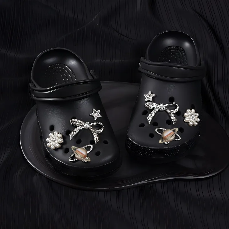 ZUOWEISHIJIA Premium Rhinestone Pearl Alloy Golden Bowknot Planet Accessories Unisex-2