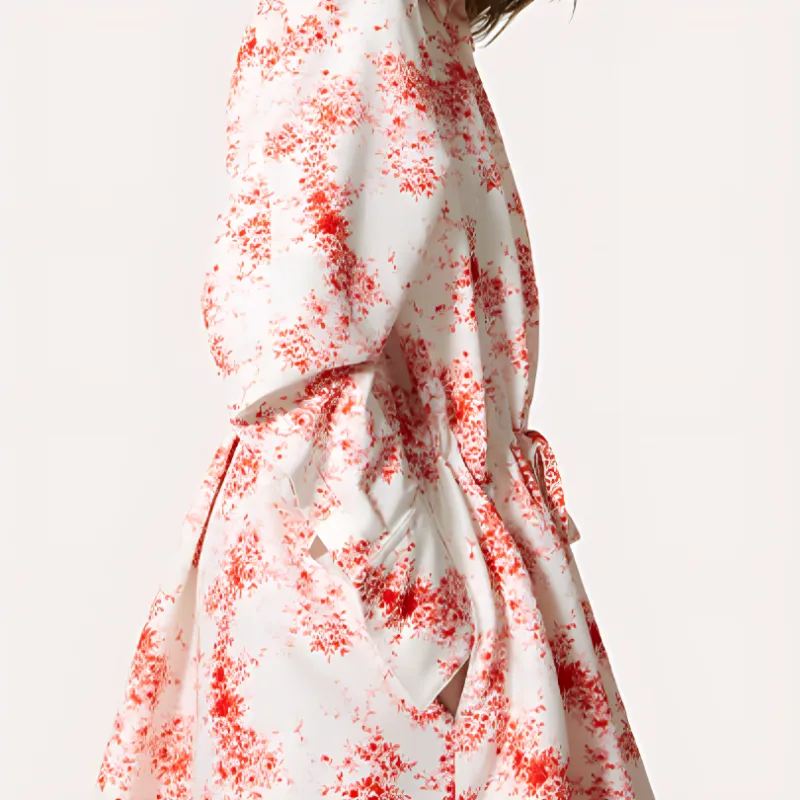 Valentino Long Sleeved Dresses Women's Red-4