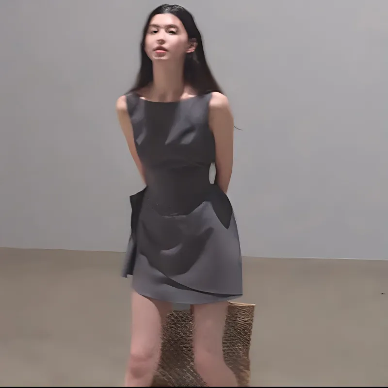 AFGGD Sleeveless Dress Women's Dark Gray-2