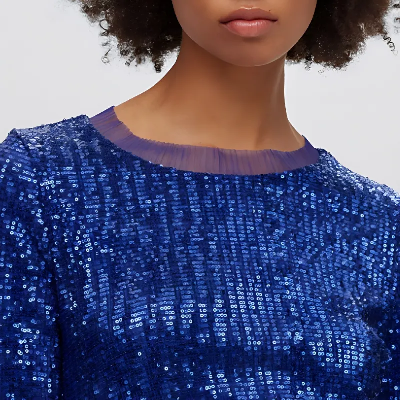 HUGO BOSS Long Sleeved Dresses Women's Blue-4