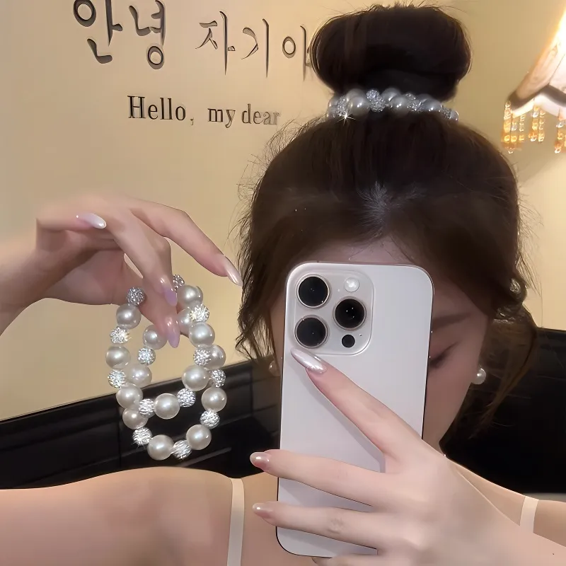 Danqin Artificial Pearl Hair Tie Women's-1