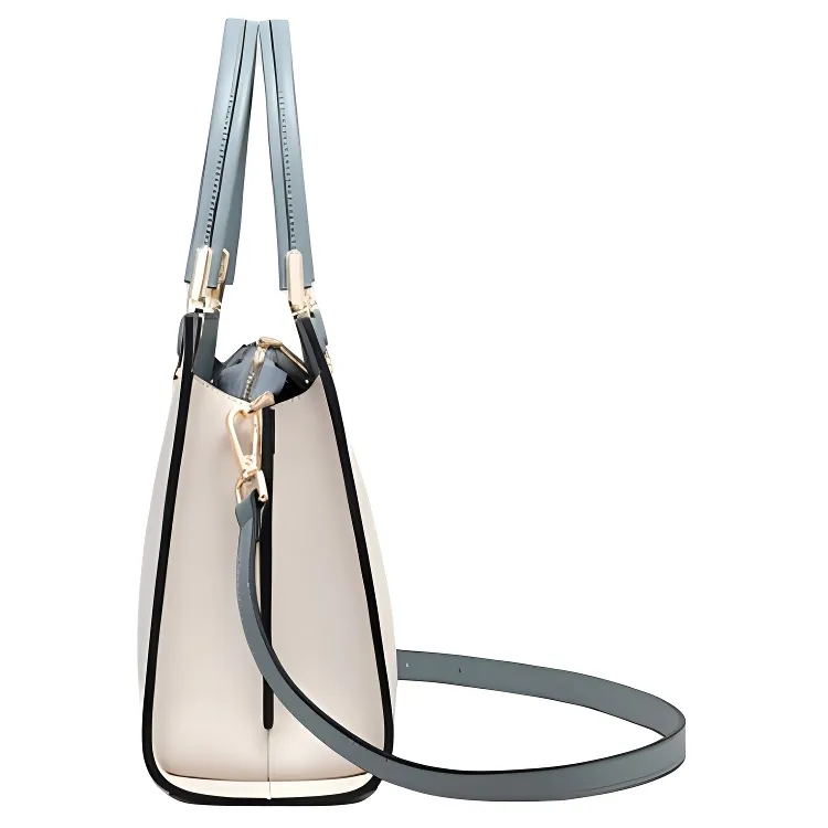 Bullrun Cow Leather With Synthetic Leather Handbag Women's Ecru-3