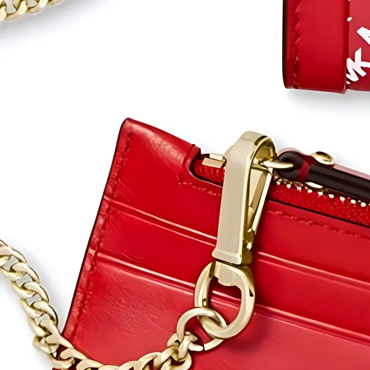 MICHAEL KORS Whitney Leather Clutch Wallet Women's Red White-4