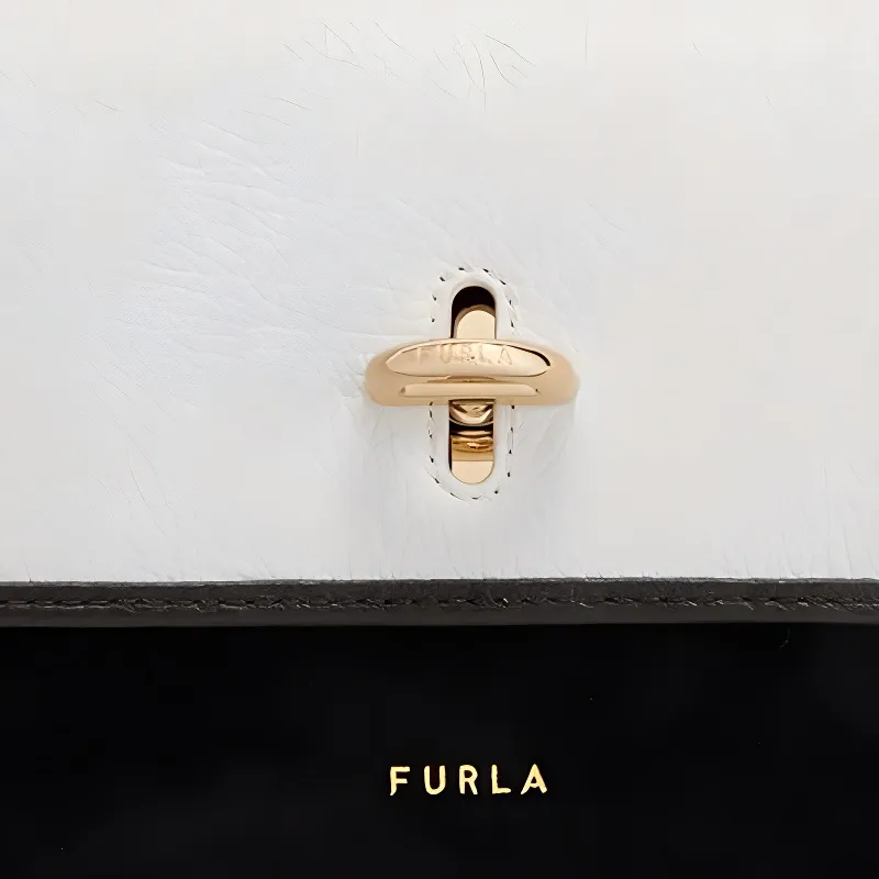 Furla Leather Crossbody Handbag Shoulder Bag Women's Cotton Candy With Black-3