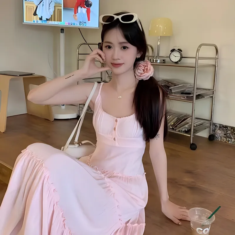ORIASTAR Slip Dresses Women's Pink-6