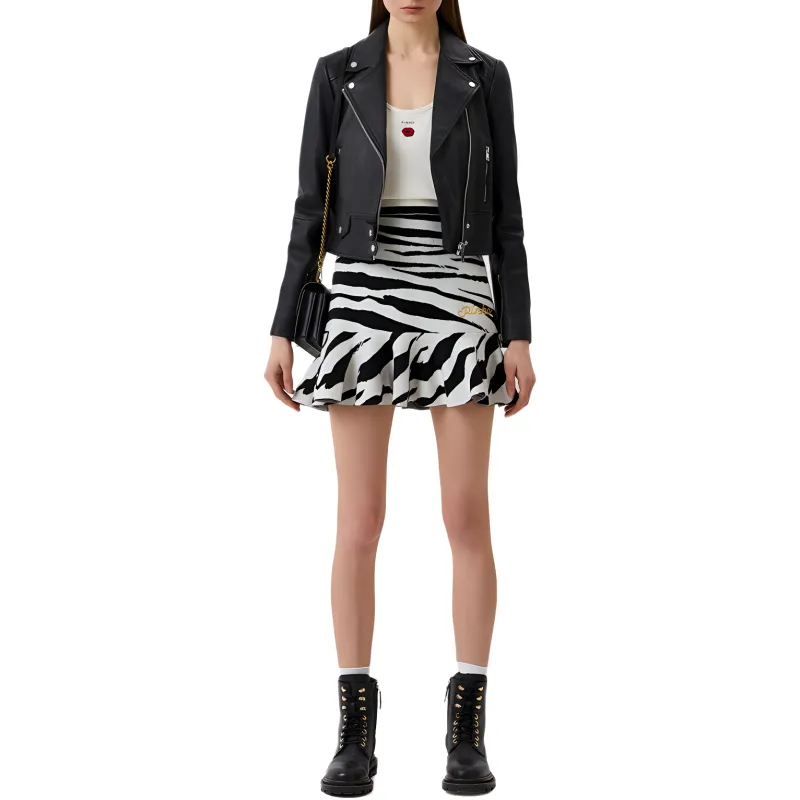 PINKO Casual Short Skirts Women's White Black-2