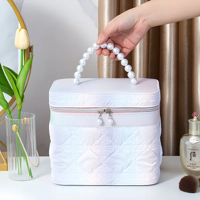 Future Maple Handbag Bucket Bag Large Capacity Rainbow Diamond Pattern Makeup Case Storage Box-2