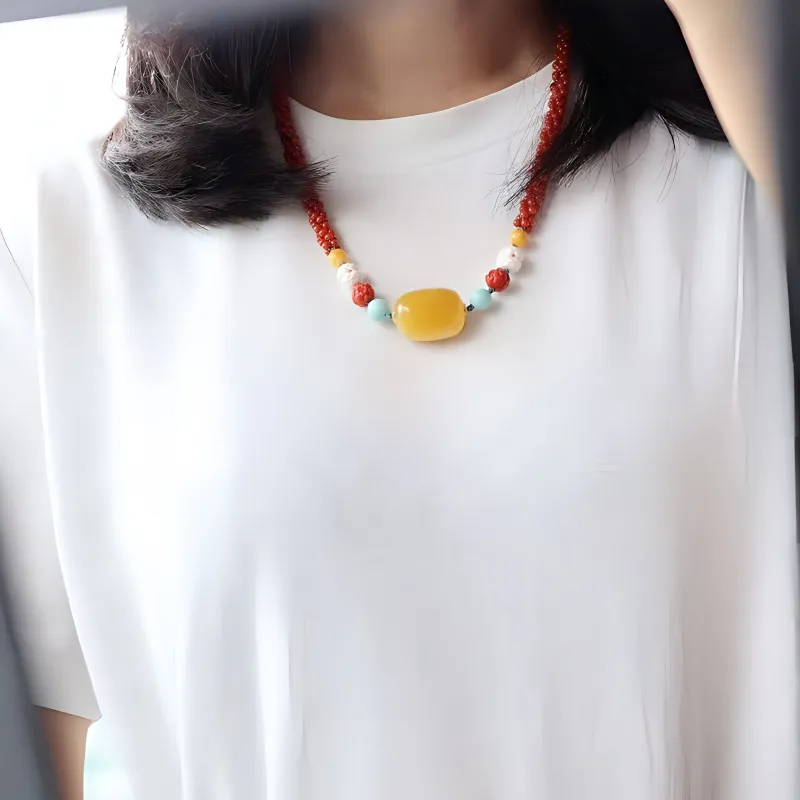 Xifeng Building Beeswax Necklaces Unisex-4