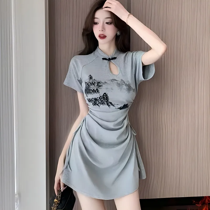 OYANXI Short Sleeved Dress Women's-2