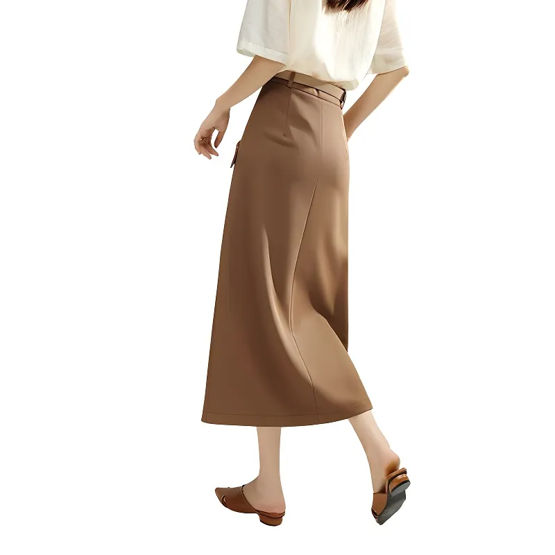 Late White Casual Long Skirt Women's-3