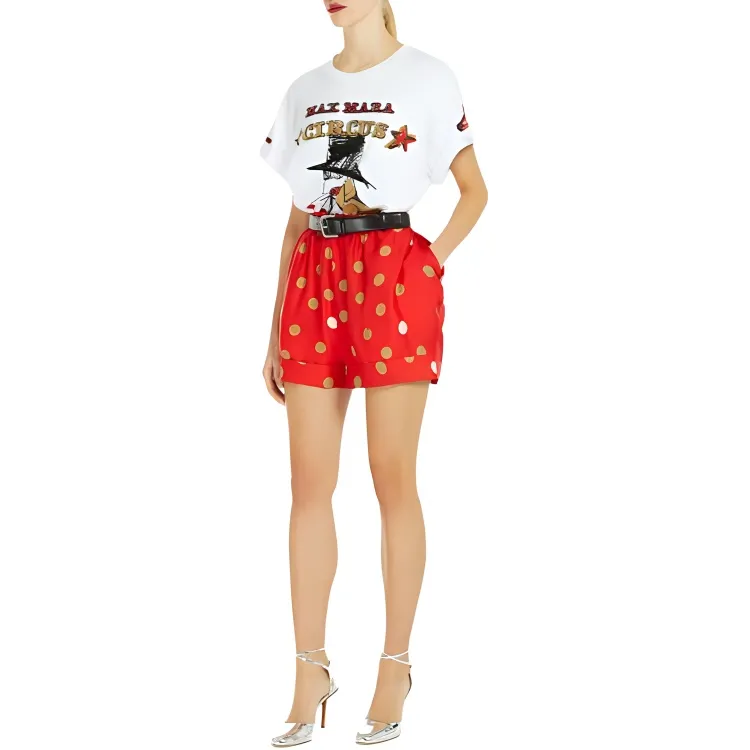 MaxMara Alcool Collection Printed Silk Shorts Casual Shorts Women's Red-3