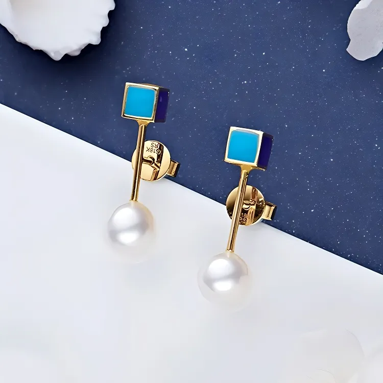Andaozi Pearl Stud Earrings Women's-2