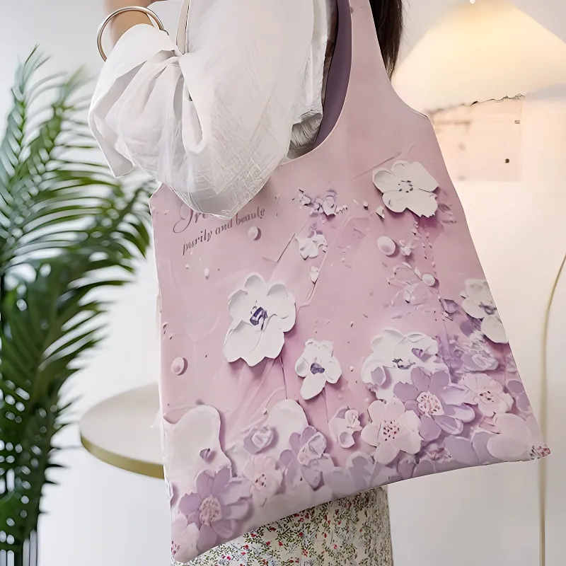 AOSONG Suede Technology Fabric Tote Bag, Shoulder Bag Regular Unisex Pink-3