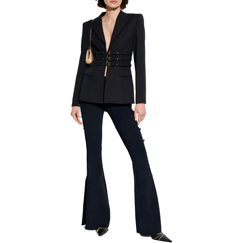 VERSACE JEANS COUTURE Buckled Long Sleeve Blazer-1