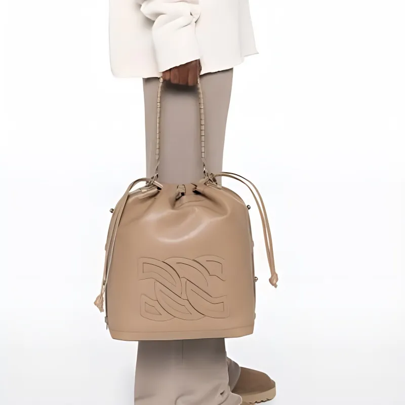 Casadei Calfskin Bucket Bag Handbag Women's Brown-4