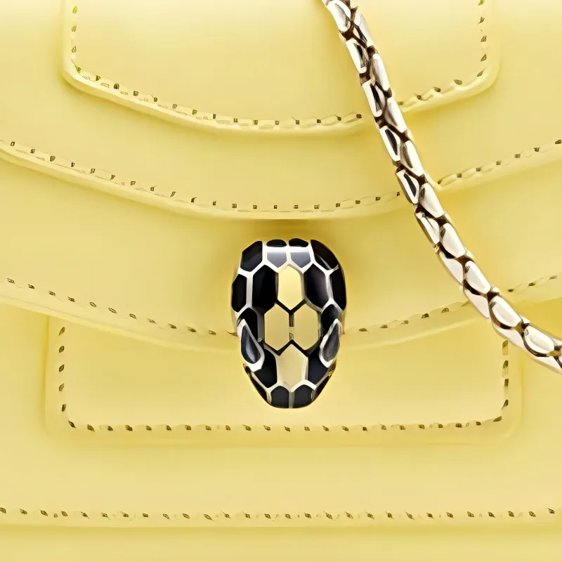 BVLGARI Serpenti Reverse Calfskin Pendant Bag Accessories Women's Yellow-2