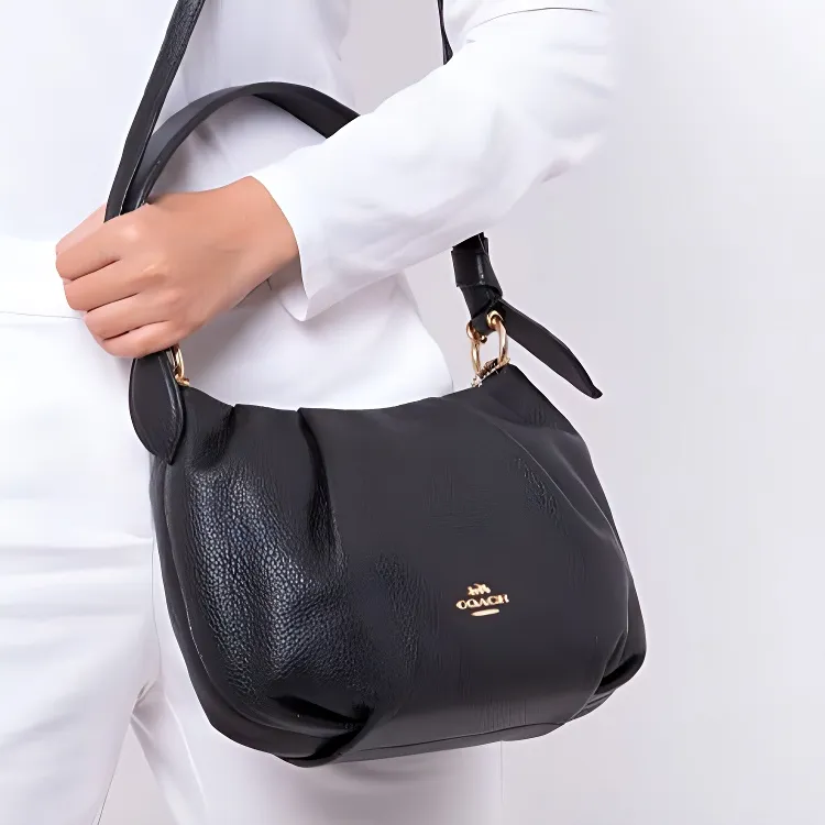 COACH Everly Cow Leather Handbag Crossbody Bag Shoulder Bag Crescent Moon Bag Single Shoulder Bag Women's Black-5