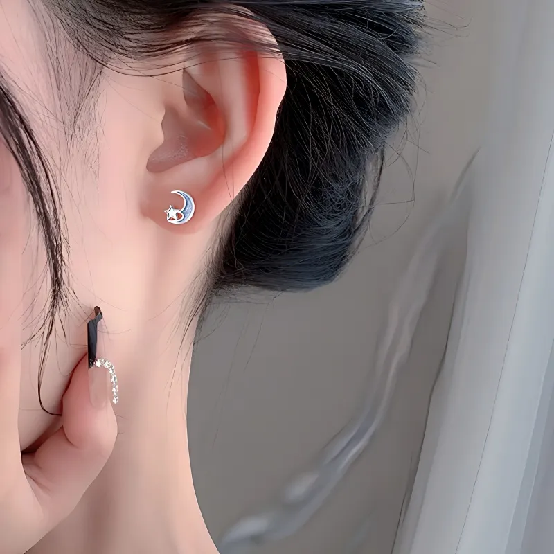 Universe Search S9925 Sterling Silver Stud Earrings Women's-1