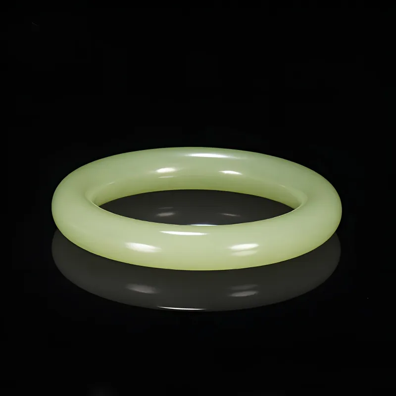 Xifeng Building Hetian Jade Bangles Pale Greenish White Jade Women's-3