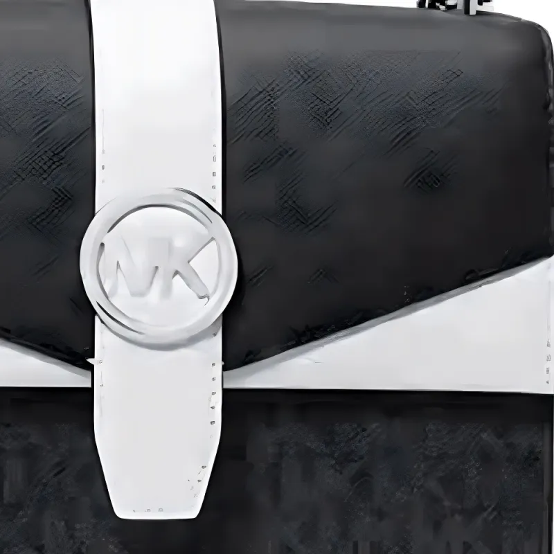 MICHAEL KORS Greenwich Artificial Leather Crossbody Bag, Shoulder Bag Trumpets Women's Black & White-3