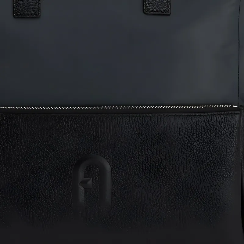 Furla Nylon Studded Leather Backpack Medium Size Men's Royal Blue With Black Accents-3