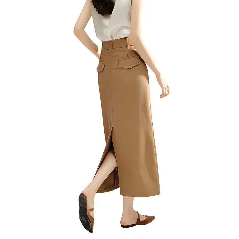 Late White Casual Long Skirt Women's-3