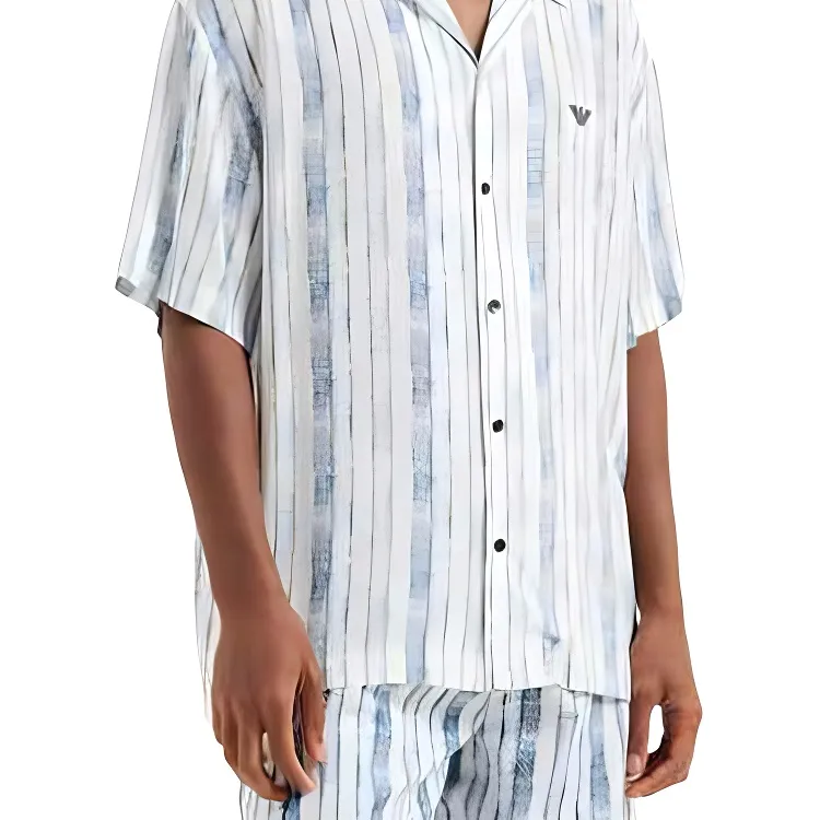 EMPORIO ARMANI SS25 Shirt Men's Blue White-4