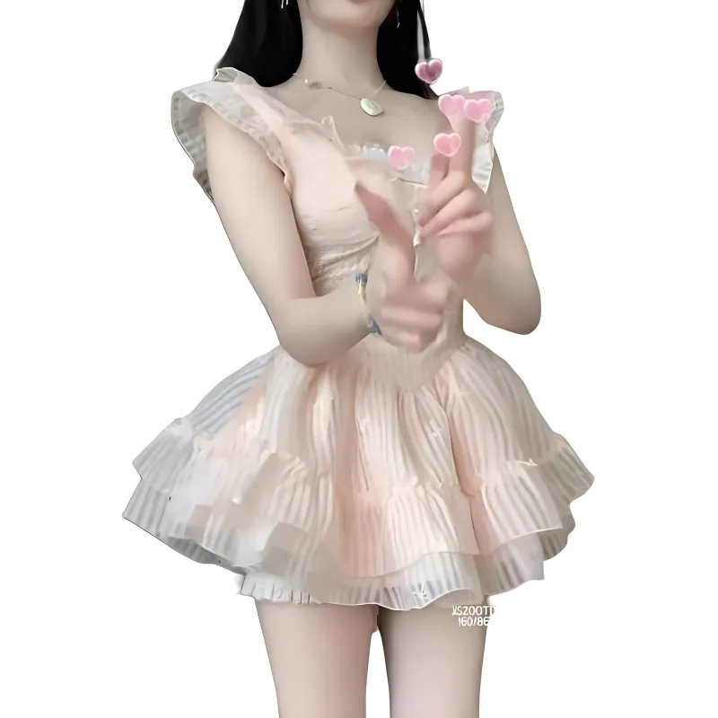 Mu Xiao Xin Skirt Set Women's Pink-1