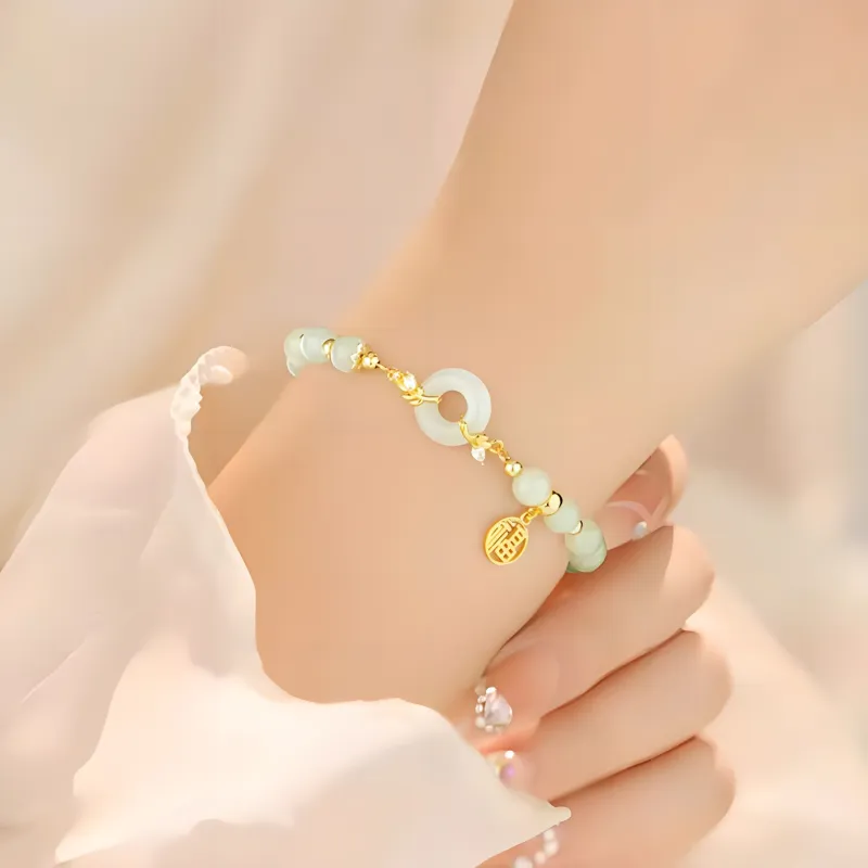Strange Snow Bracelets Pale Greenish White Jade Women's-3