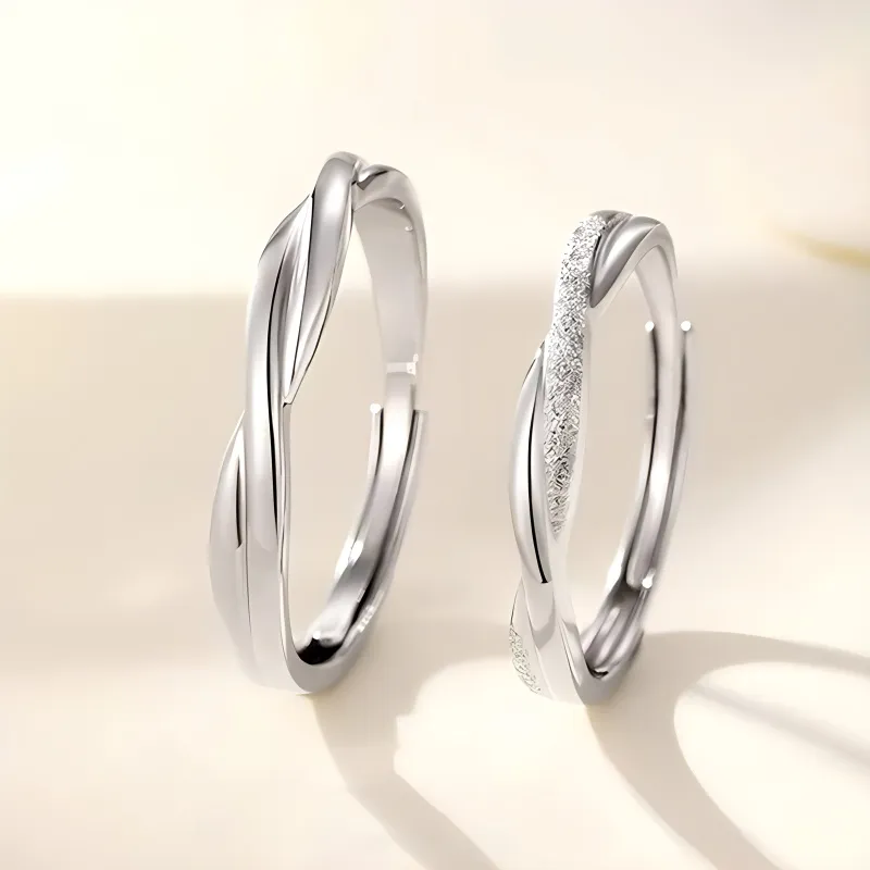 ZHIAIYONGHENG 999 Fine Silver Ring Pair Unisex-4