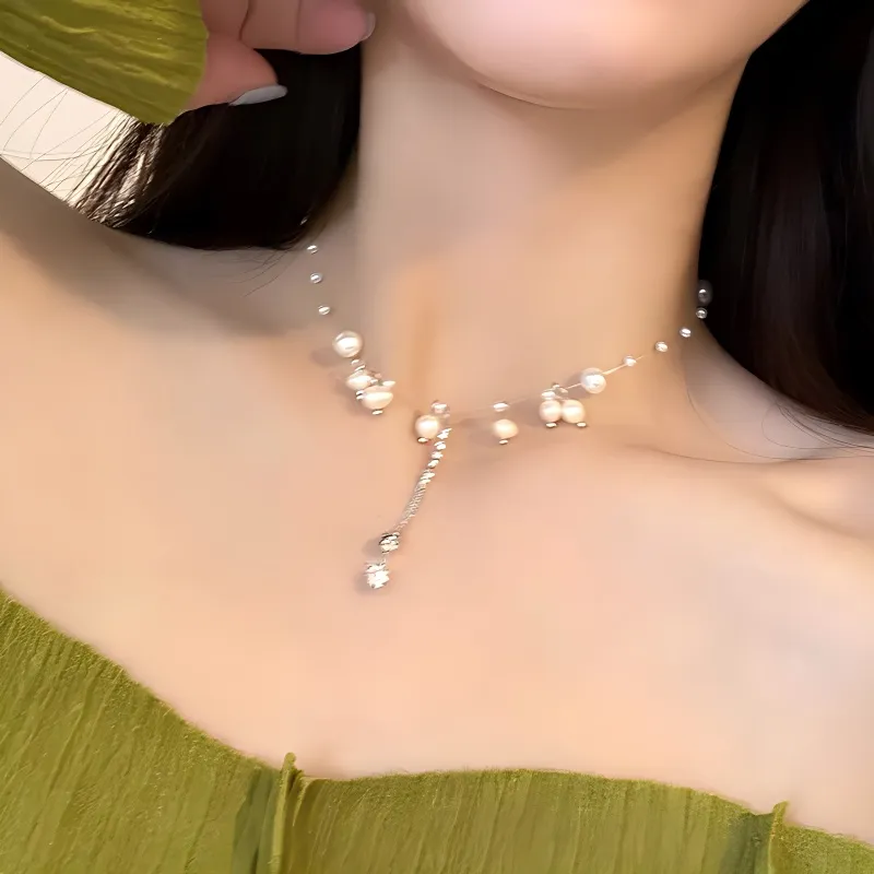 WAW Faux Pearl Gold Plated Copper With Zircon Necklaces Women's-3