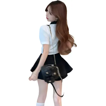 Garbege Uniform Women's White Shirt Bow Black Skirt Set