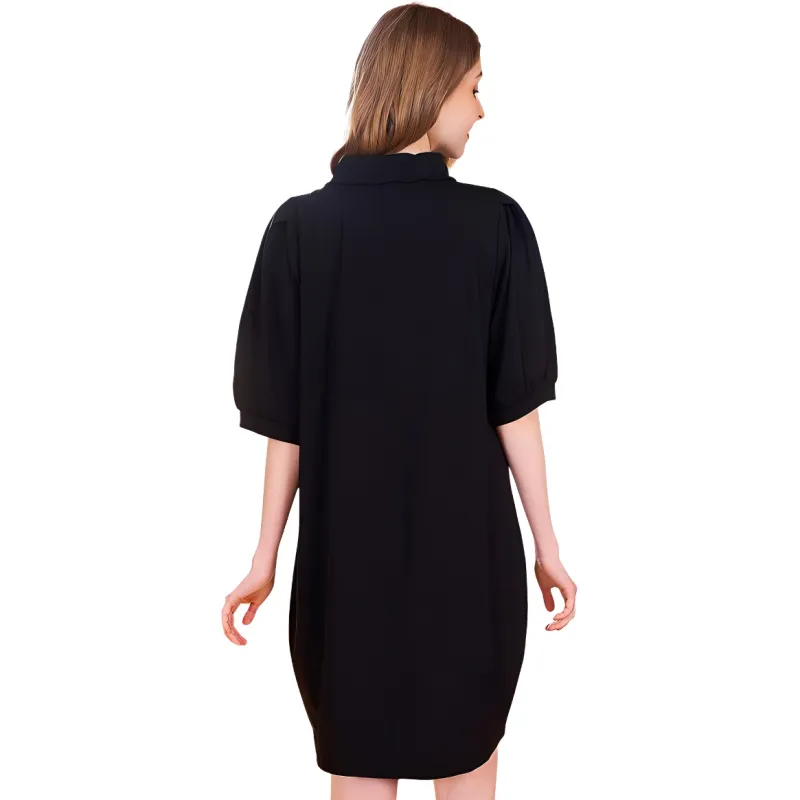 MUGUOGUOMU Short Sleeved Dress Women's Black-1